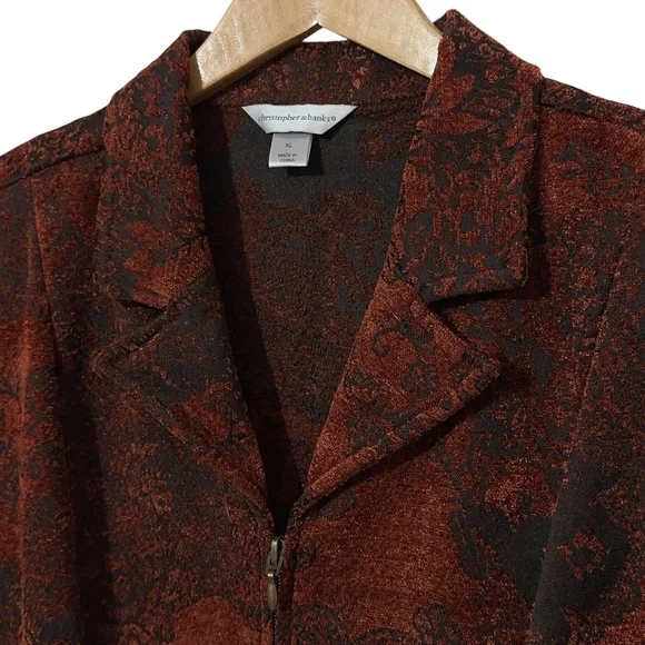 Christopher & Banks Paisley Jacket Womens Size XL Zip Front Unlined - Picture 3 of 6